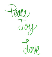 Peace Joy Love, handwritten, png, cut-out, silo