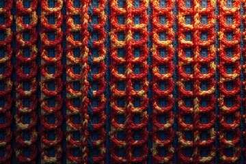 Intricate woven textile, repeating geometric design, element, home