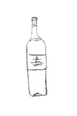 Wine bottle illustration, png, cut-out, silo