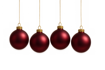 Christmas hanging red ornaments creating holiday festive decoration with transparent background