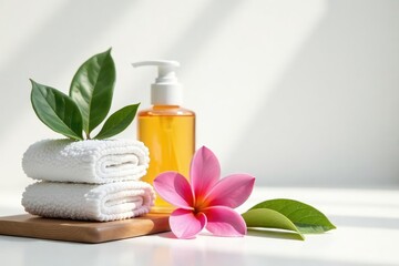 Isolated spa items on bright white background, relaxation, fresh, massage