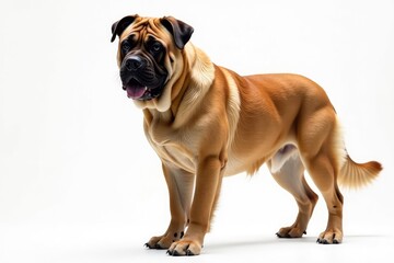 Majestic mastiff, powerful stance, white background, head shot, image, animal