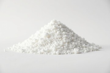 Pile of white granulated sugar on white background, sugar, culinary, close up