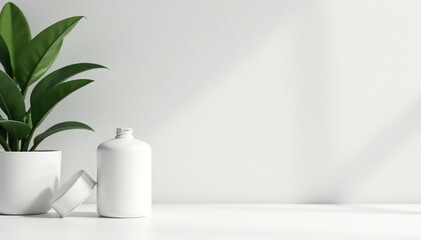Pure white backdrop, minimalist product display, aesthetic, marble, beauty