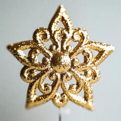 Elegant Gold Star Ornament Decor - Sparkly Holiday Tree Topper for Festive Celebration and Christmas Decoration