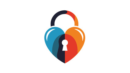 Heart- Shaped Lock Logo with Colorful Segments and Keyhole Keywords: heart, lock, logo, love, security, protection, safety
