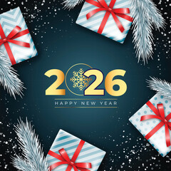 2026 New Year Golden Numbers with Festive Decorations