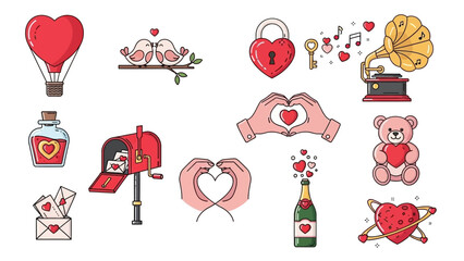Assortment of Valentine's Day Themed Icons and Graphics love romance