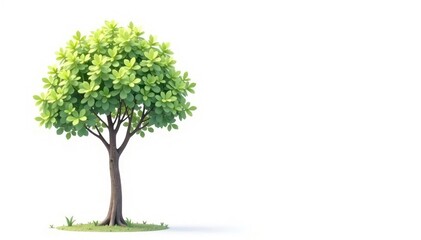 Obraz premium Young tree, slender trunk, few leaves, bright white background , photography, beginning, development