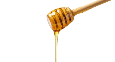 Honey dripping from wooden dipper concept highlighting honey, dipper, wooden captured in modern professional photography style