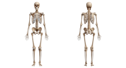 Creative representation of human skeleton front and back view focusing on skeleton, human, anatomy ideal for