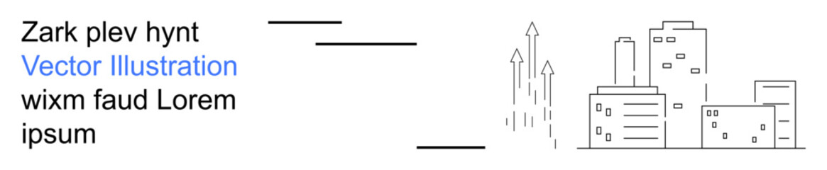Economic growth, urban planning, innovation, business forecasting, metropolitan life, investment strategies. Minimalist cityscape with rising arrows. Economic growth and urban planning