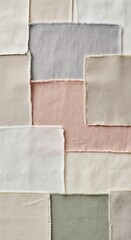 Fototapeta premium Soft Pastel Fabric Swatches Arranged in a Gentle Mosaic Pattern.