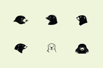 Collection of expressive dog portraits in a minimalist black and white style