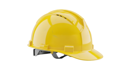 Detailed depiction of yellow construction hard hat isolated emphasizing hardhat, helmet, construction with elegant tone and