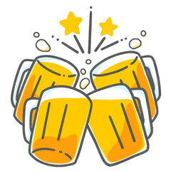 ビールイラスト素材｜みんなで乾杯イラスト