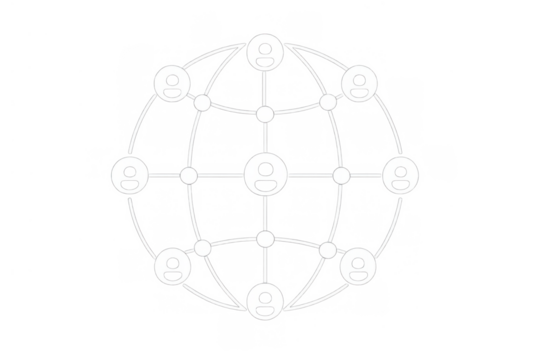 Global social network connecting people worldwide, representing internet communication, community, and online networking through a connected globe icon - Powered by Adobe