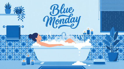 Relaxing Bubble Bath Spa Day Blue Monday Poster