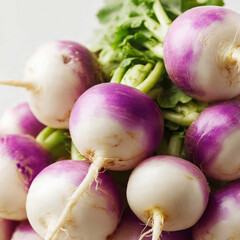 Clean and bright photo of multiple turnips stacked together, showing their natural shine and color contrast. Ideal for healthy eating, farming, fresh produce promotions, and supermarket visuals.