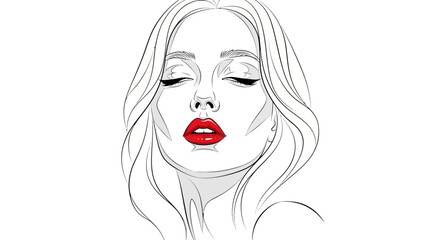 Captivating beauty sketch with vibrant red lips against a minimalist backdrop