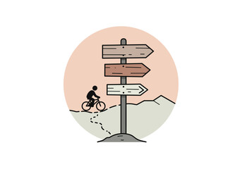 Cyclist at Crossroads: Choosing the Right Path in Nature.