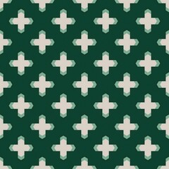 Naklejka premium A seamless pattern set featuring hearts, green leaves, and green and white stripes, evoking a colorful puzzle design concept
