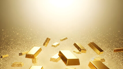 Gold Bars Gleaming in Bright Light