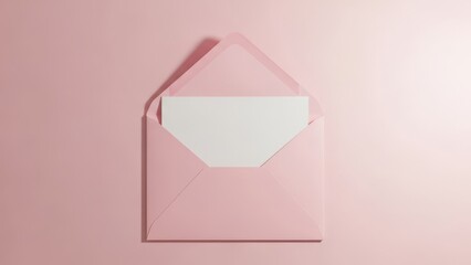 Pink envelope with white paper on pink background isolated on transparent background