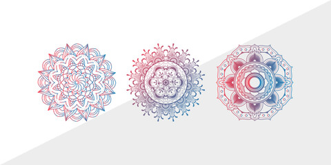 Vintage mandala pattern set on white background vector illustration decorative floral design for wedding invitation greeting card template collection © ShapeAlchemy