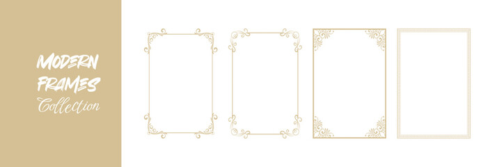 Modern whimsical borders set vector illustration decorative frames design collection for wedding invitations birthday cards lunch menus stylish