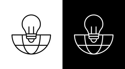 World Innovation Outline White Icon Set Design