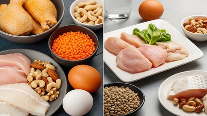 Fuel your fitness with this stunning collection of high-protein foods for a balanced diet, perfect for athletes or anyone seeking healthy lifestyle choices