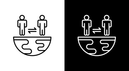 Cultural Exchange Outline White Icon Set Design
