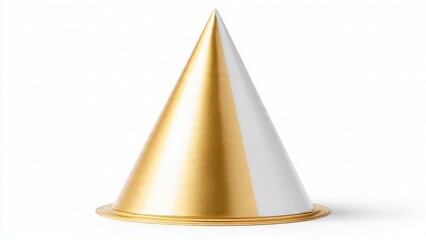 Fototapeta premium Golden and White Cone on Plain Background with Reflective Surface