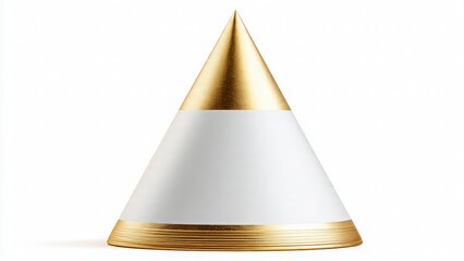 Fototapeta premium Elegant White and Gold Cone Shaped Decorative Object for Interiors