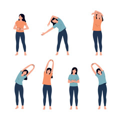 Obraz premium Woman stretching yoga poses set