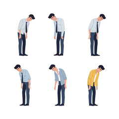 Sad man standing with slumped posture