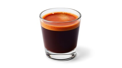 Rich espresso shot in a clear glass, perfect for a quick morning boost or an afternoon pick-me-up at your favorite cafe, a simple and elegant design element