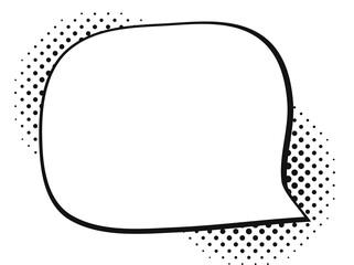 Fototapeta premium Raster isolated hand drawn white comic bubble with halftone dots shadow, cartoon pop art balloon for talk, message or conversation, flat retro frame shape for ad, banner, or creative media decoration