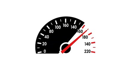 Speedometer Showing High Speed on White Background.
