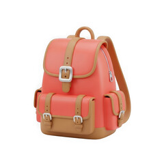 Coral backpack isolated on transparent background