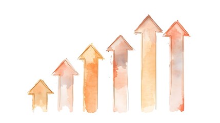 Upward Trend Arrows Chart, Soft Pastel Tones Illustration