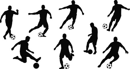 Special forces SWAT team or military soldiers silhouette vector set, tactical police officers with assault rifles, shields, and batons in various action poses.