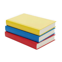 Stack of three books isolated on transparent background