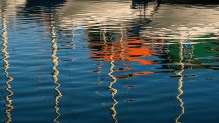 Reflections of Boats and Masts on the Waters Surface.