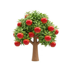 A ripe apple tree isolated on transparent background