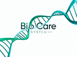 A dynamic dna helix illustration representing a bio care system for health and innovation