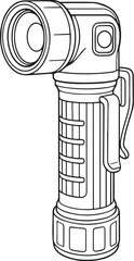 Firefighter Right-Angle Flashlight Ultra-Detailed 3D Line-Art Illustration.eps