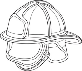 Firefighter Helmet High-Detail 3D Line-Art Illustration.eps
