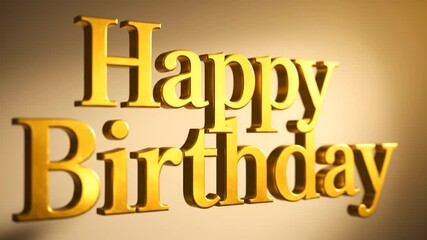 Gleaming gold embossed text reads "Happy Birthday" against a soft gradient